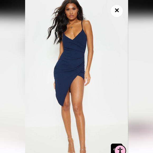 Dresses & Skirts - 3/$15 Navy Asymmetric Hem Sleeveless Front Wrap Cocktail Dress Sz Medium